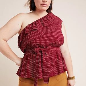 Anthropologie 3X Rita Ruffled One Shoulder Crepe Top NWT
